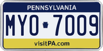 PA license plate MYO7009