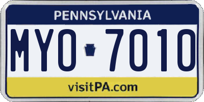 PA license plate MYO7010