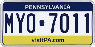 PA license plate MYO7011