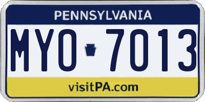 PA license plate MYO7013