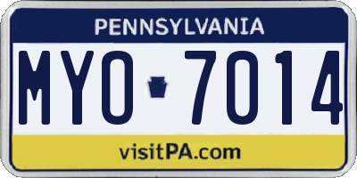 PA license plate MYO7014