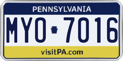 PA license plate MYO7016