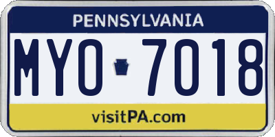 PA license plate MYO7018