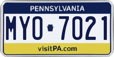 PA license plate MYO7021