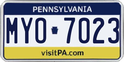 PA license plate MYO7023