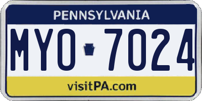 PA license plate MYO7024