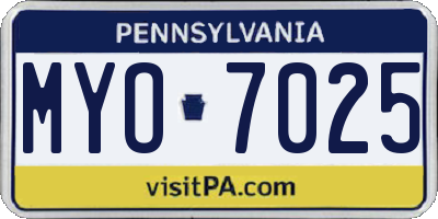 PA license plate MYO7025