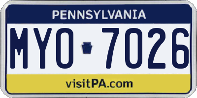 PA license plate MYO7026