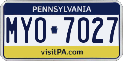 PA license plate MYO7027