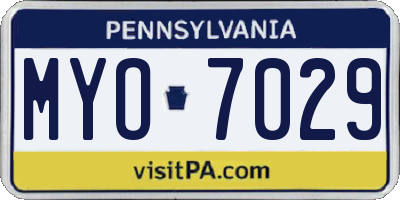 PA license plate MYO7029