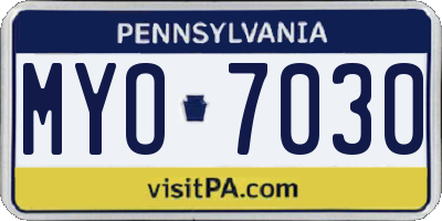PA license plate MYO7030