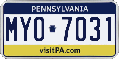 PA license plate MYO7031