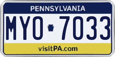 PA license plate MYO7033