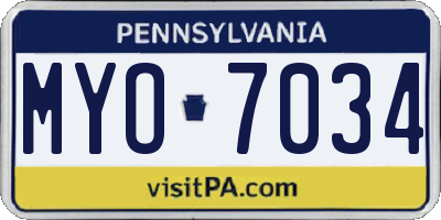 PA license plate MYO7034