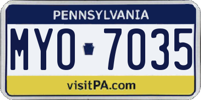 PA license plate MYO7035