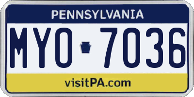 PA license plate MYO7036