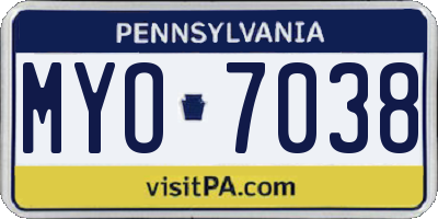 PA license plate MYO7038