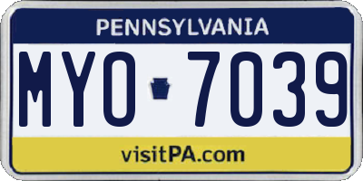 PA license plate MYO7039