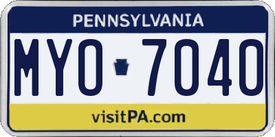 PA license plate MYO7040