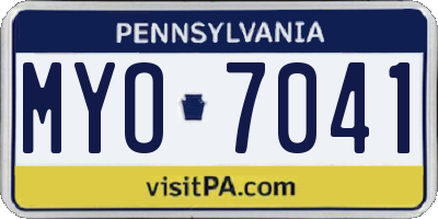 PA license plate MYO7041