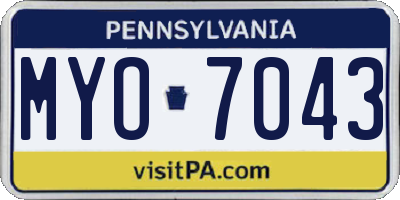 PA license plate MYO7043