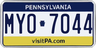 PA license plate MYO7044
