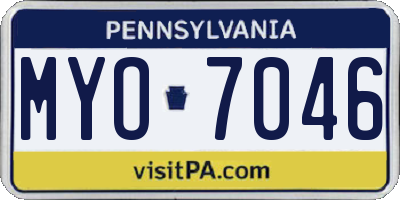 PA license plate MYO7046