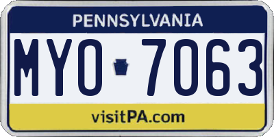 PA license plate MYO7063