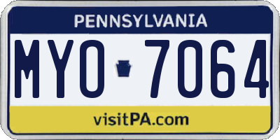 PA license plate MYO7064
