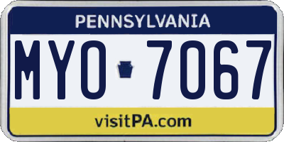 PA license plate MYO7067