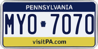 PA license plate MYO7070