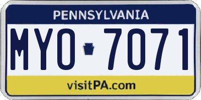 PA license plate MYO7071