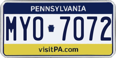 PA license plate MYO7072