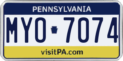 PA license plate MYO7074