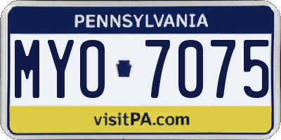 PA license plate MYO7075