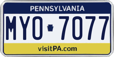 PA license plate MYO7077
