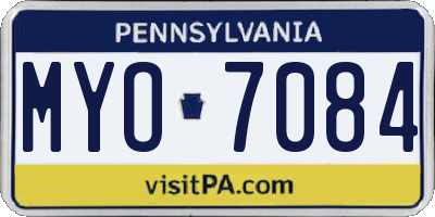PA license plate MYO7084