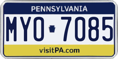 PA license plate MYO7085