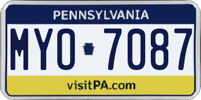 PA license plate MYO7087