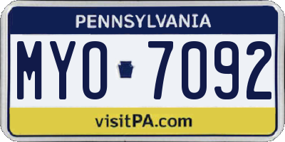 PA license plate MYO7092