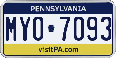 PA license plate MYO7093