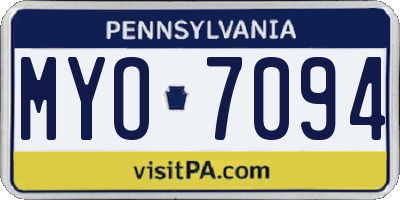 PA license plate MYO7094