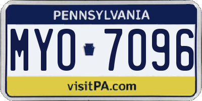 PA license plate MYO7096