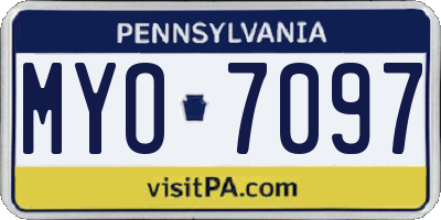 PA license plate MYO7097