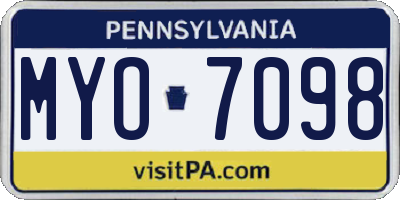 PA license plate MYO7098