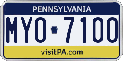 PA license plate MYO7100