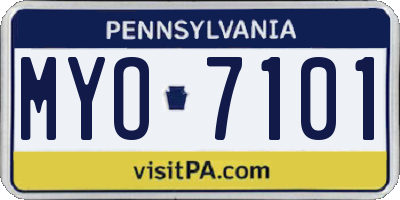 PA license plate MYO7101