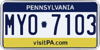 PA license plate MYO7103