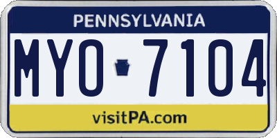 PA license plate MYO7104
