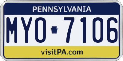 PA license plate MYO7106